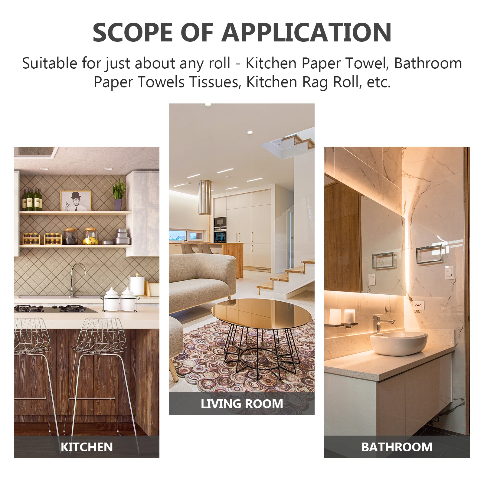 

Simple Bamboo Paper Towel Stand Kitchen Paper Roll Holder Decorative Countertop Storage for Living Room Bedroom