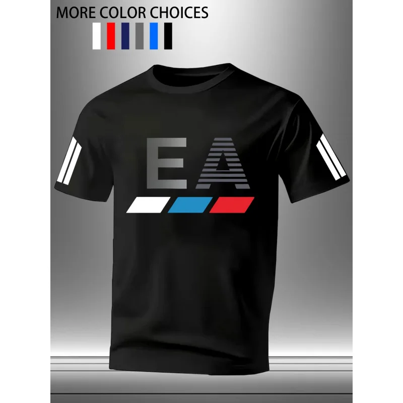 2026New Year's Men's Short-Sleeve Hardcore｜Men's Round Neck Short Sleeve | Multi-Color Optional Printed“EA”The overall style