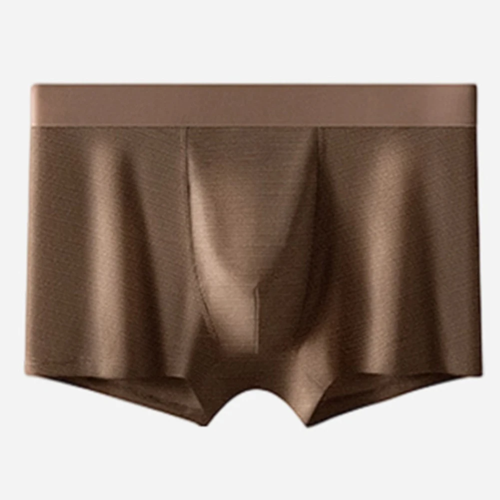 Men's Mid-Rise Boxer Briefs with U-Pouch Support Smooth Glossy Finish Seamless Design Breathable Stretch Fabric Blend