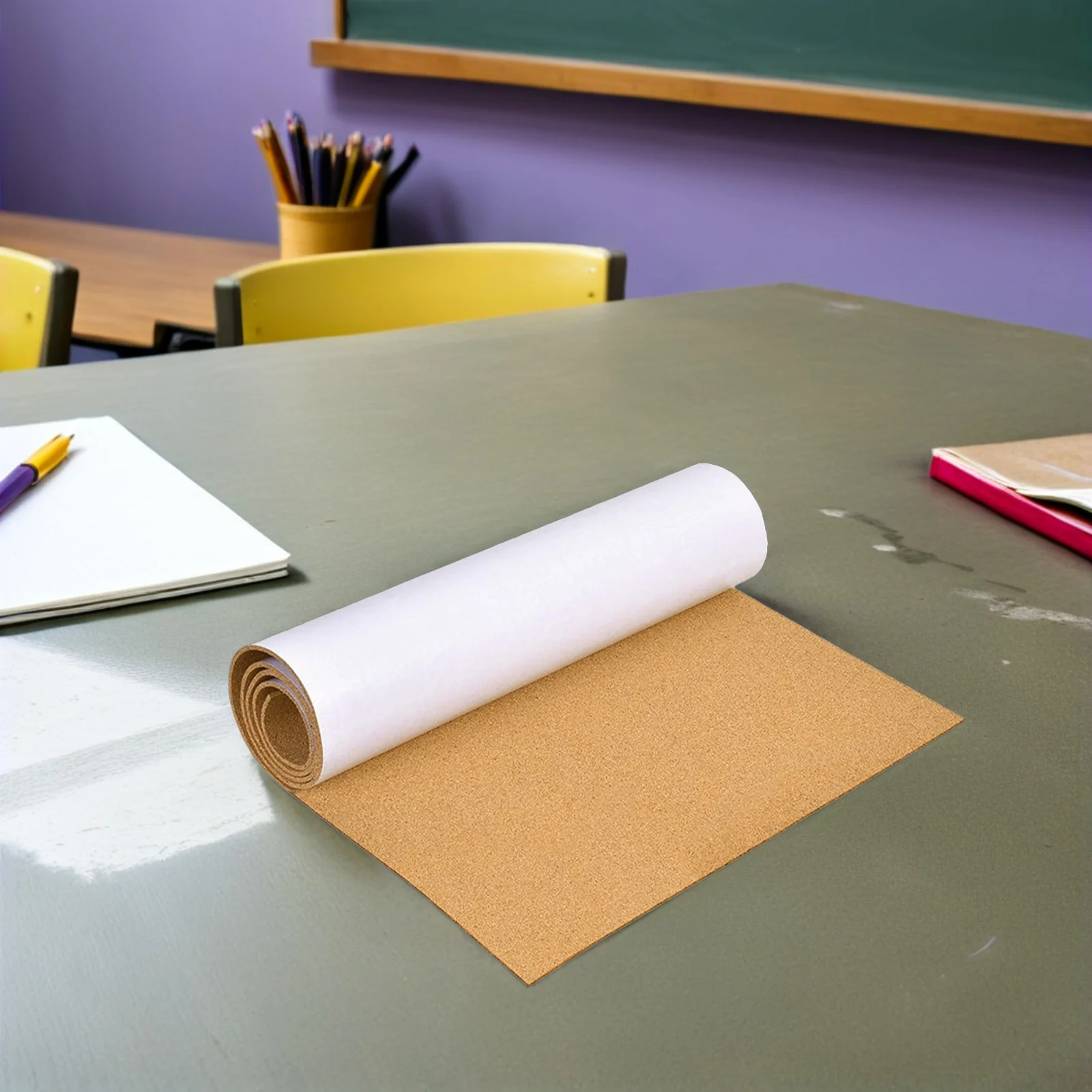 Self-Adhesive Cork Board Roll 120x30cm - Adhesive Backed Cork Sheets for Pin Notes Reminders Decorative Walls Classrooms