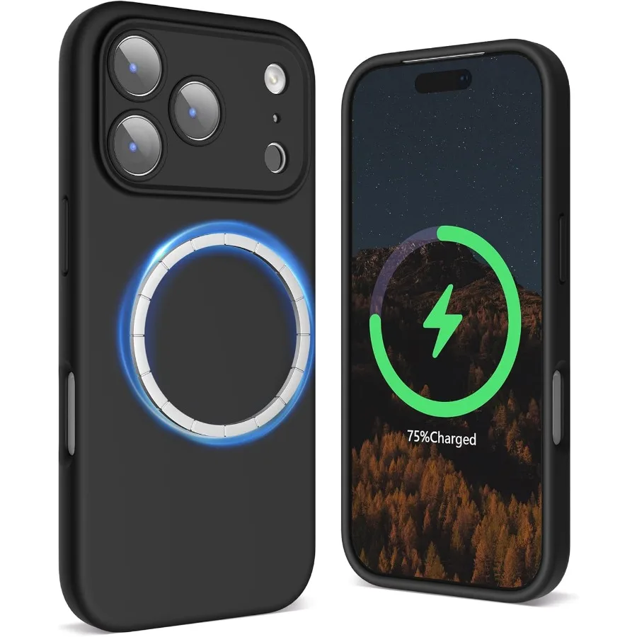 

Чехол для iPhone 17 Pro, совместимый с MagSafe 6,3-дюймовый чехол для телефона из жидкого силикона 2025 с мягкой подкладкой из микрофибры