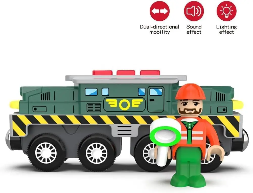 TOPLIVING Battery-Powered Action Locomotive Train Set (Magnetic Connection) Compatible with Thomas, Brio, Chuggington