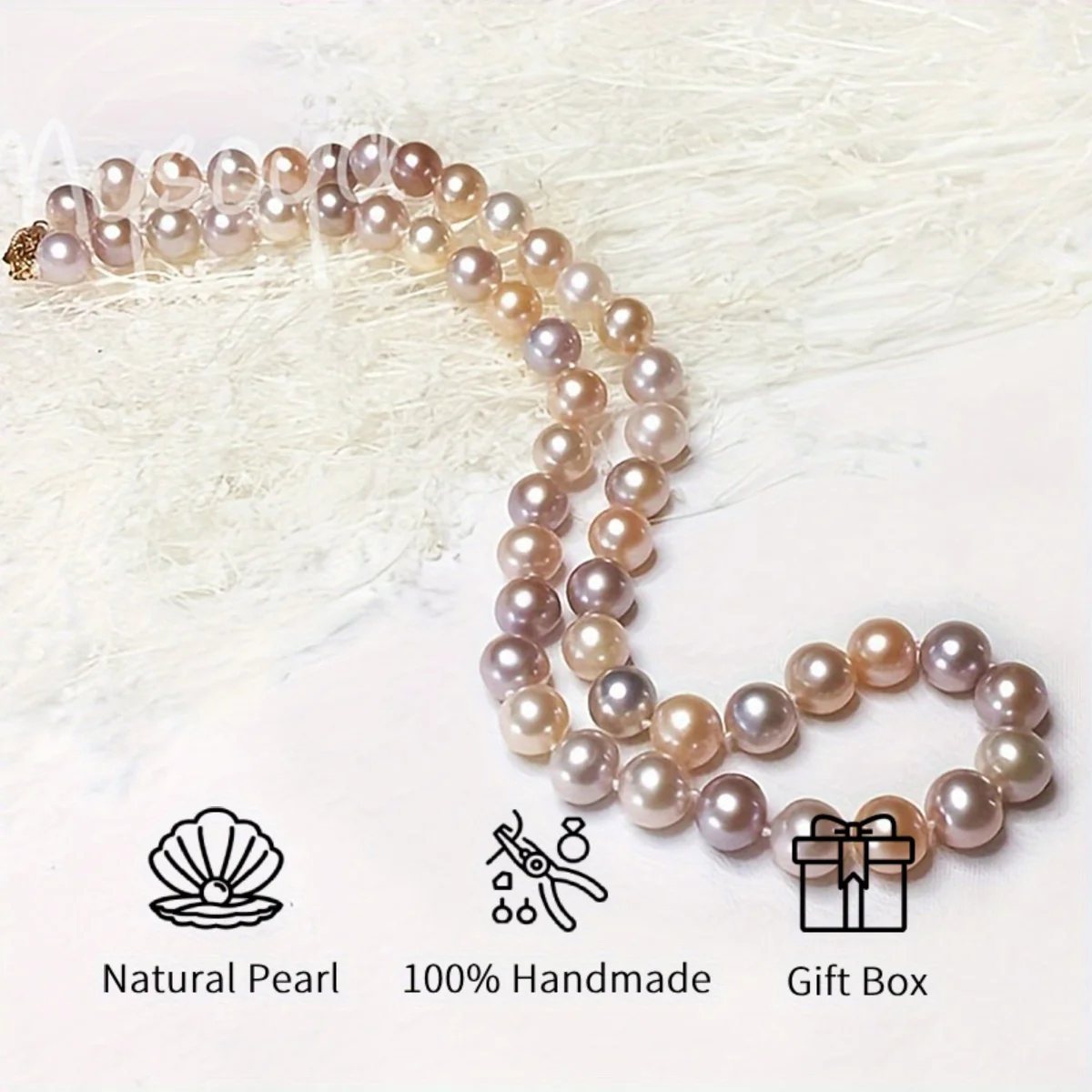 

MYSOYA 10-12 мм натуральный многоцветный металлический Радужный пресноводный жемчуг ожерелье переливающийся жемчуг подарочная коробка свадебный подарок на день рождения