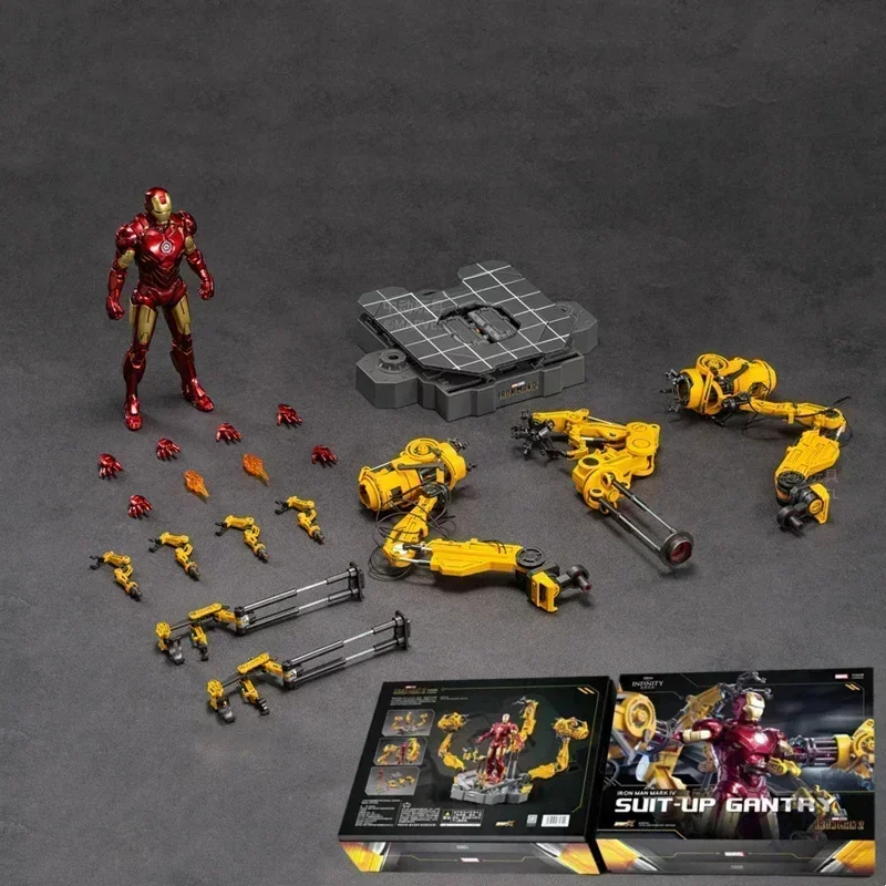 Original Zd Toys Tony Stark Model Action Figure Toys Iron Man WITH SUIT-UP GANTRY LED Light MK1/MK2 /MK3/MK4/MK5/MK6/MK7/MK43