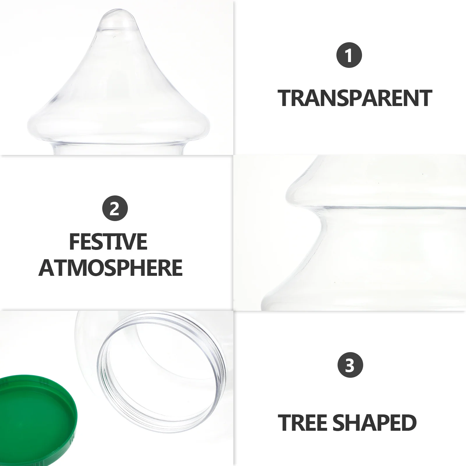 

Xmas Cookie Jars Christmas Tree Plastic Candy Dish with Lids Airtight Clear Packaging PET