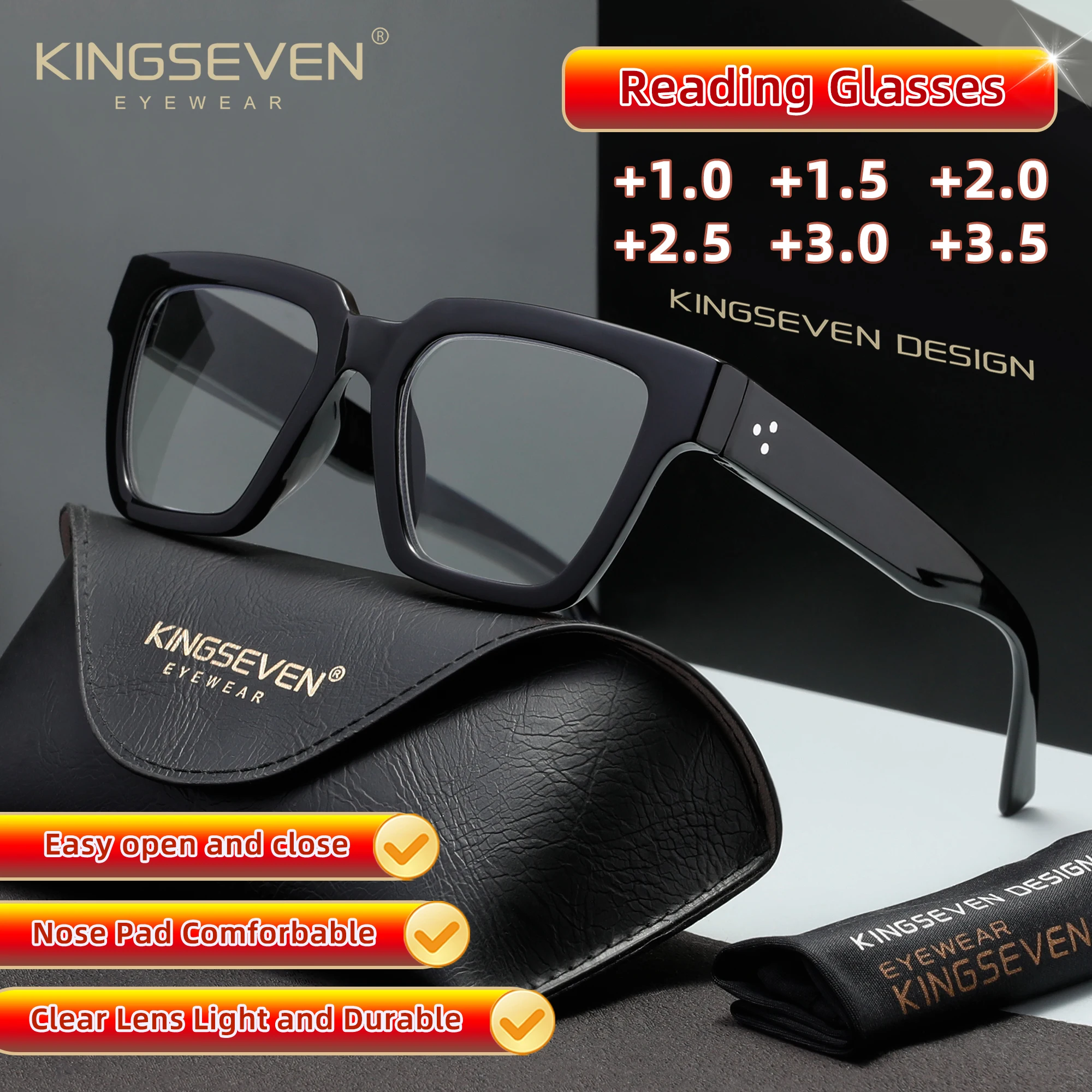KINGSEVEN Marken-Lesebrillen für Männer und Frauen, Presbyopie-Brillen für Senioren +1,0 +1,5 +2,0 +2,5 +3,0 +3,5