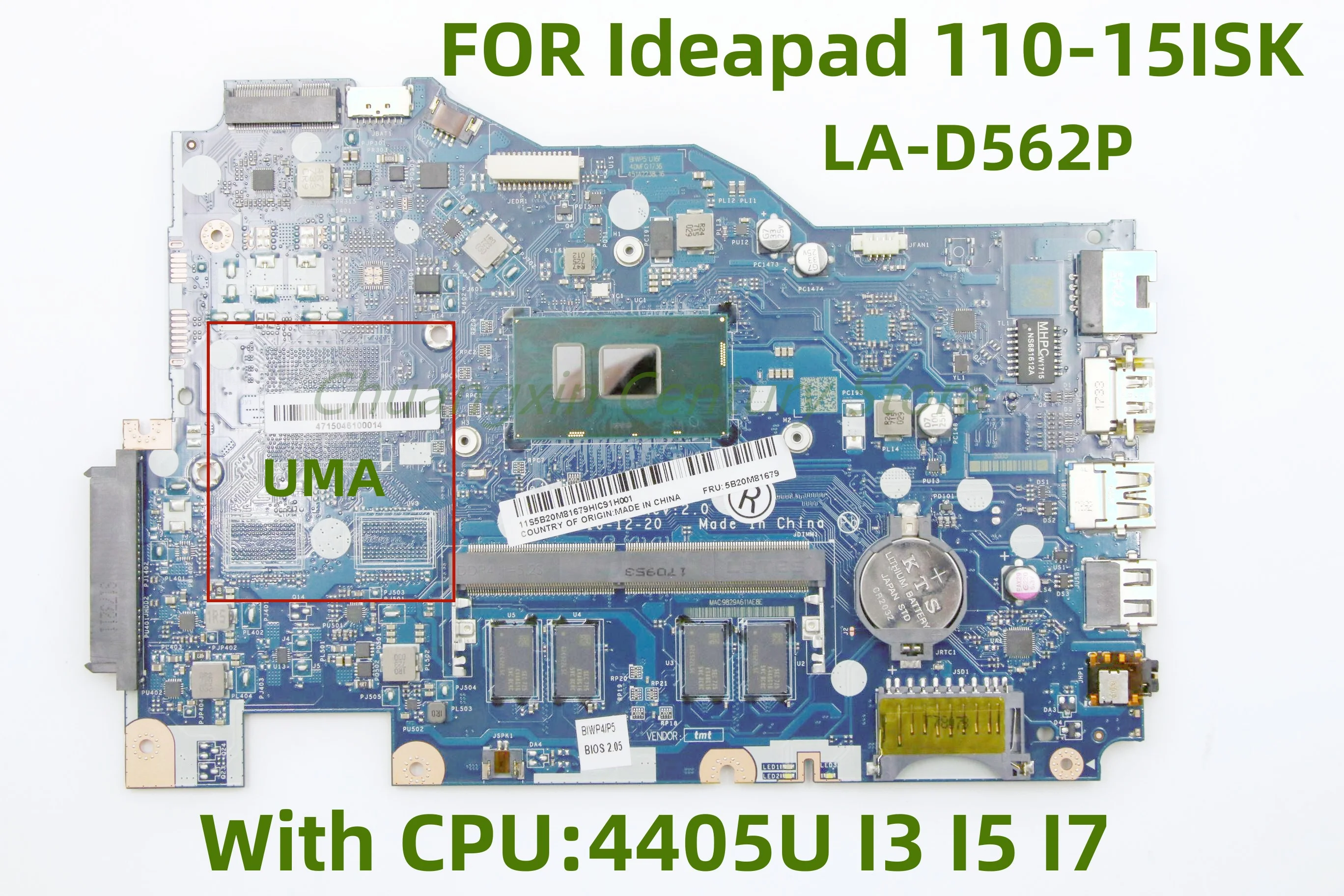 

For Ideapad 110-15ISK Motherboard With 4405U I3 I5 I7 6TH CPU LA-D562P Motherboard 100% Test original mainboard