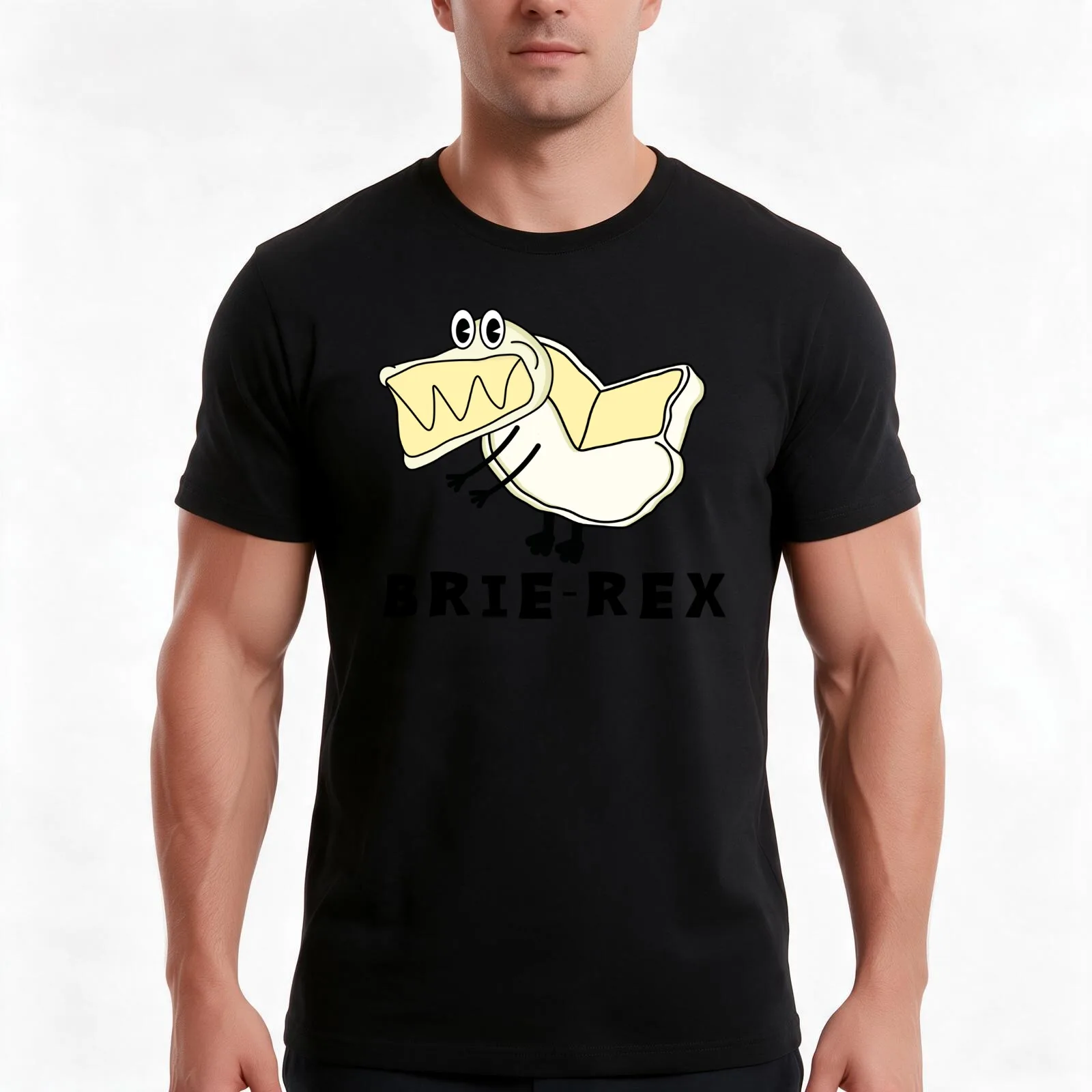 cute cheese dinosaur brie rex T-Shirt, Summer Casual Cotton Tee, Oversized Streetwear Tops, Vintage Graphic Print, 100% Cotton