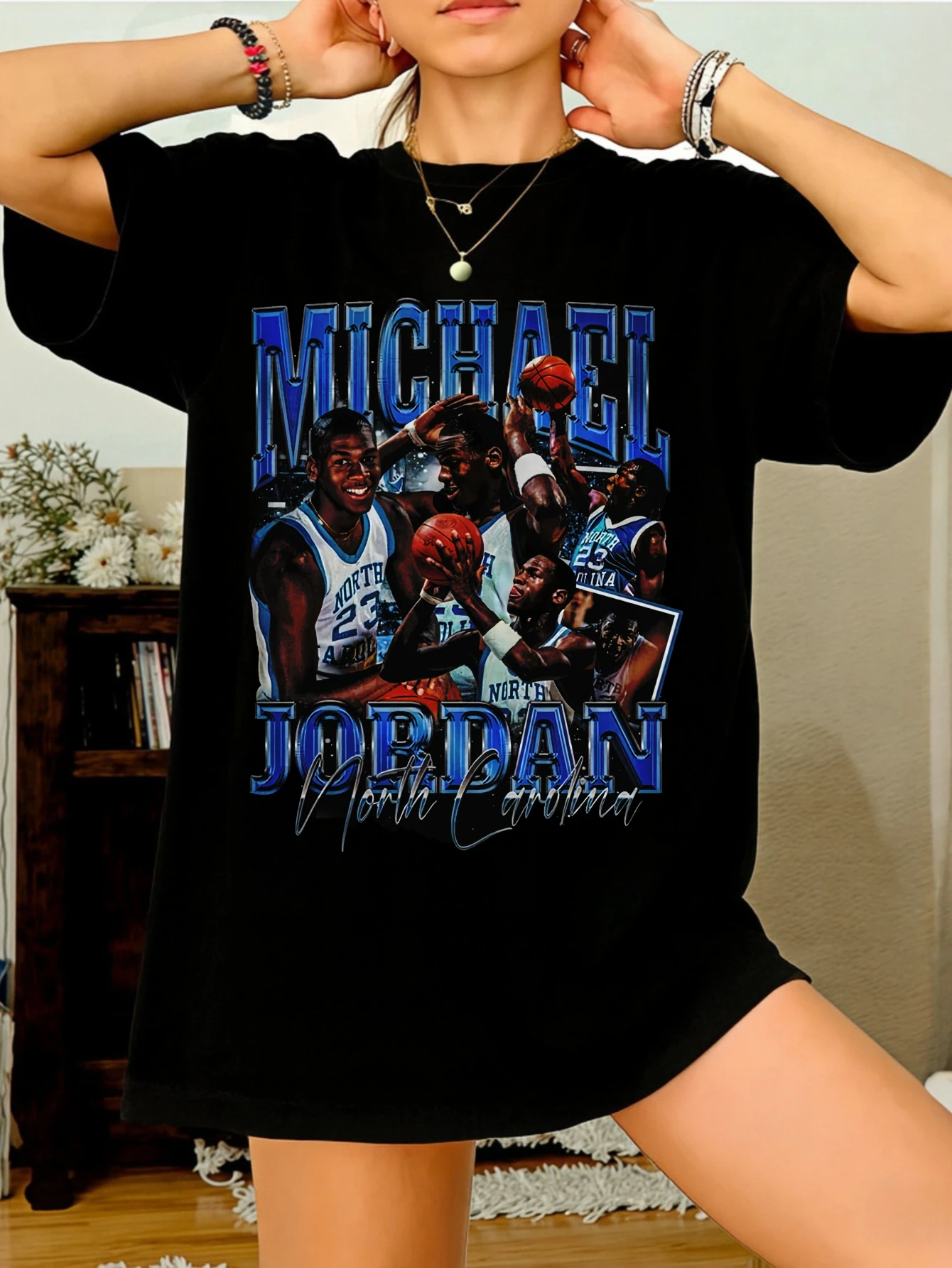 

Women T Shirts Oversized Cotton Michael Jordan Retro Graphic Printed Summer Casual T Shirt Gift for Her