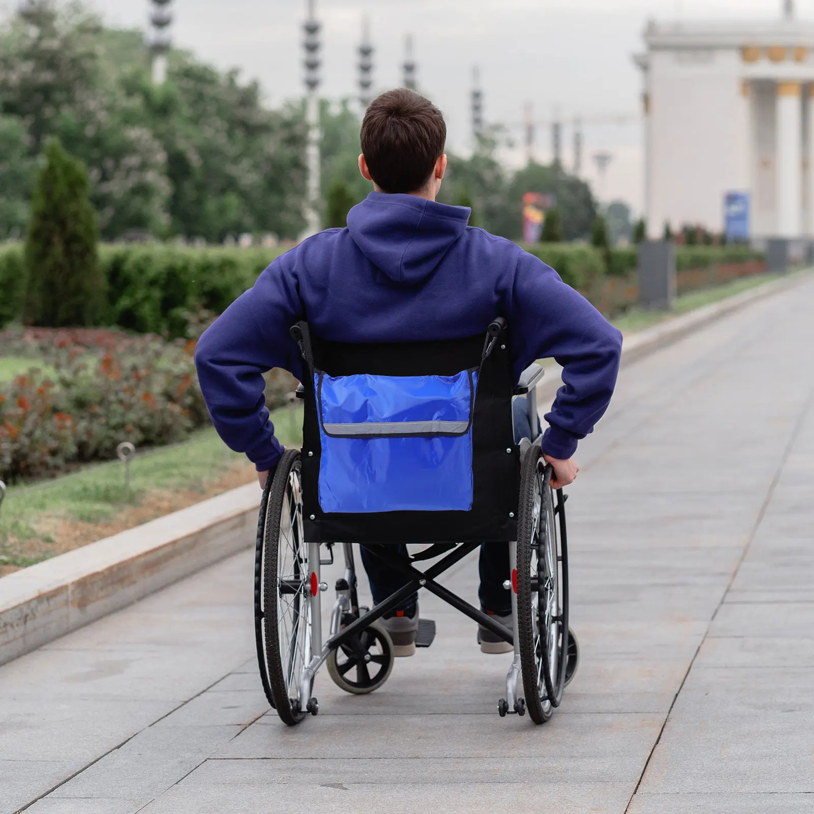 

Wheelchair Storage Bag Blue Durable Side Pouch Universal Hanging Armrest Accessories for Walkers Electric Wheelchairs Stroller