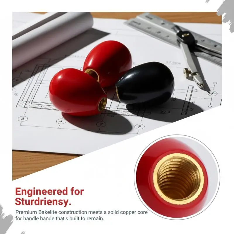 2Pcs Industrial Machine Handle Sleeves M8 M10 Oval Egg Shape Thread Brass Core Reliable Fittings for Equipment Upgrade view 3
