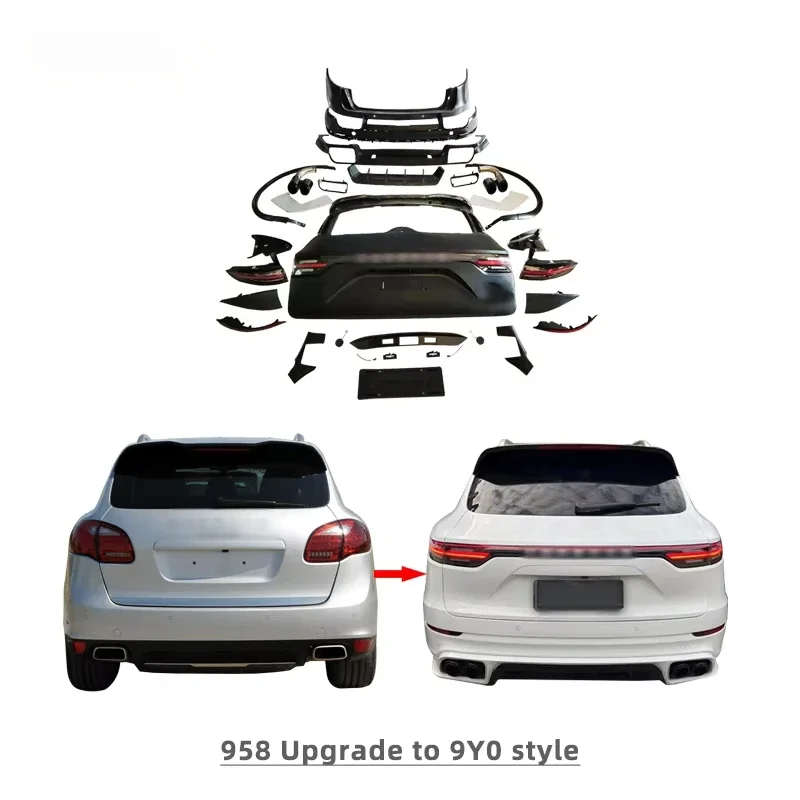 Car tail light 2011 2012 2014 92A 958 rear bumper upgrade to 2024 9Y0 body kit and taillights for Porsche Cayenne 958.1