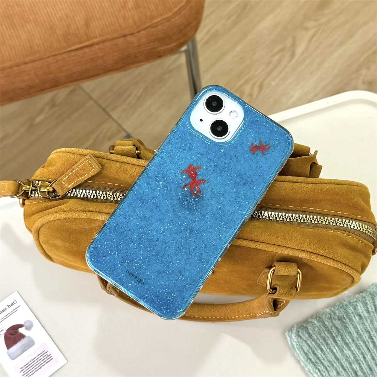 

Korean Blue Ocean Red Carp Vortex Pattern Phone Case For iPhone 13 14 15 16 Pro Max Silicone Soft Cover