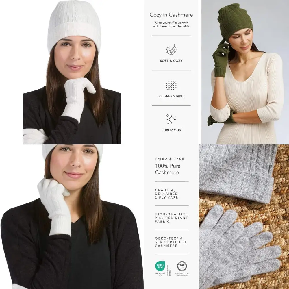 

Fishers Finery Women's 100% Pure Cashmere Hat & Glove Set with Exquisite Box