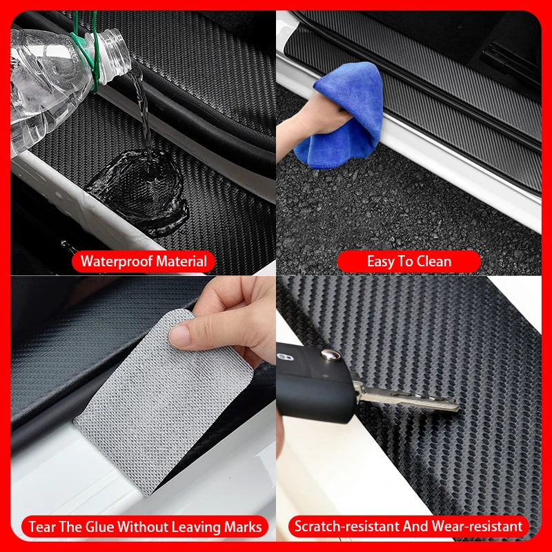 4pcs New Car Door Sill For FIAT 500 Protector Stickers Pedal Protect Fiber Decor Decal Tuning Accessoriesd