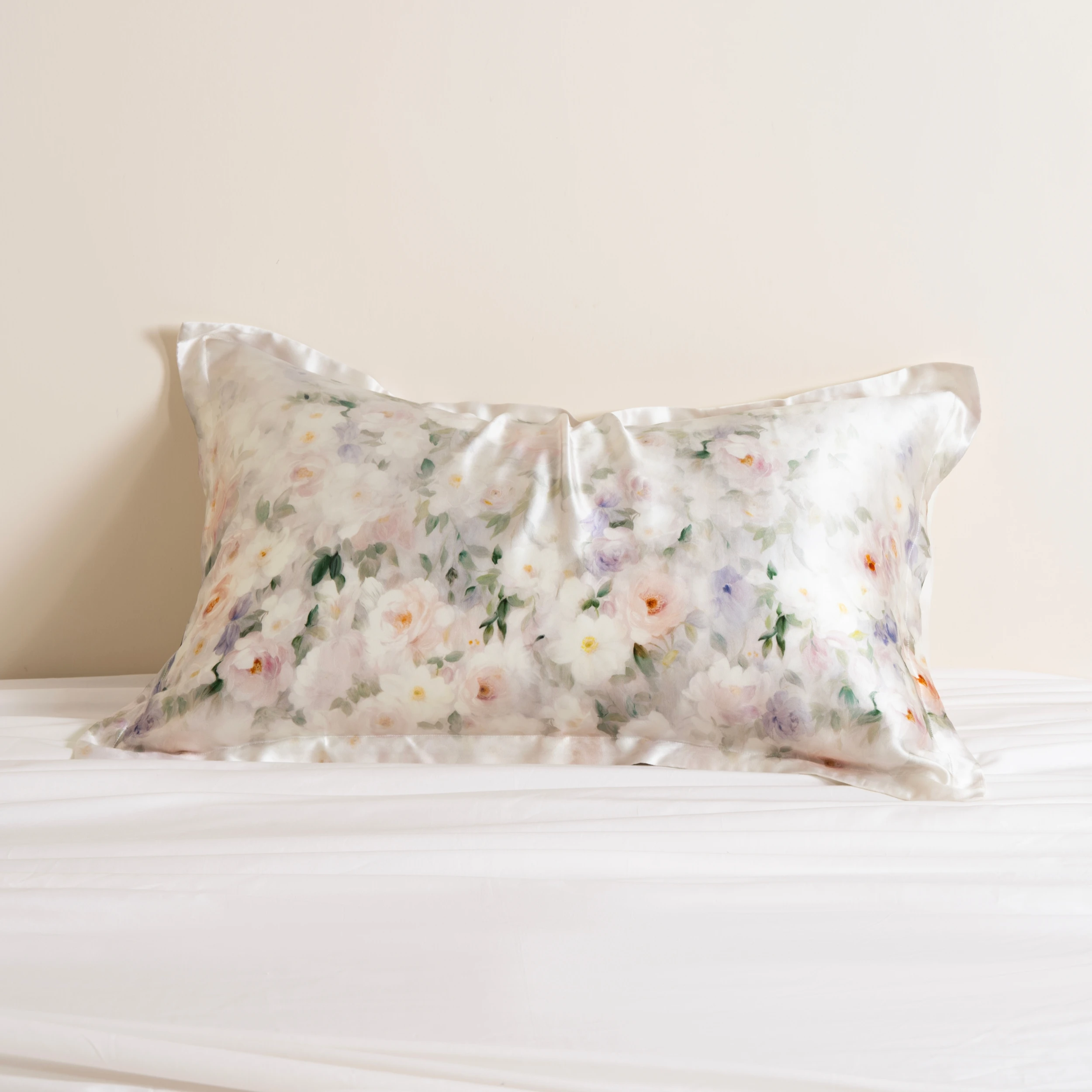 ATNKADDS Mulberry Silk Pillowcase with 19 Momme Printed Pure Silk Front and Lyocell Back Skin Friendly Envelope Closure 1 Piece