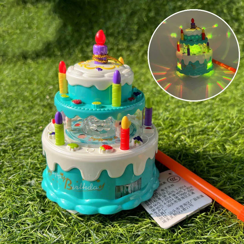 Cartone animato per bambini Simulazione Torta di compleanno Giocattoli emettitori di luce Carosello carino Torta musicale elettrica Lanterne portatili per bambini Giocattolo