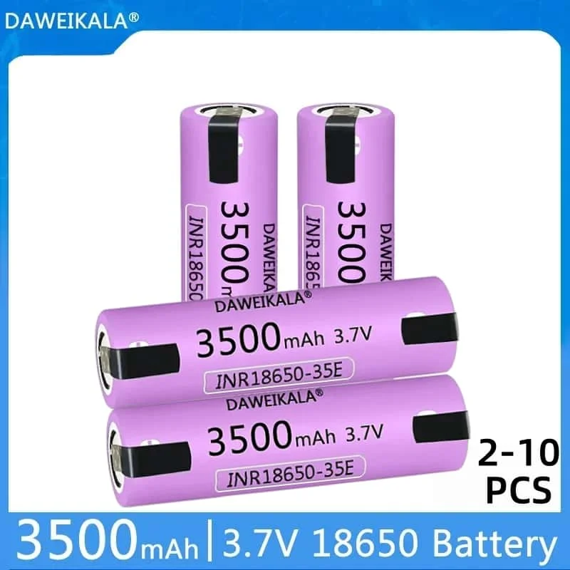 18650 35E 3500mAh 20A Hochleistungs-Lithium-Ionen-Akku mit DIY-Nickel-Tabs, für Hochleistungs-Taschenlampen, Vapes, Werkzeuge