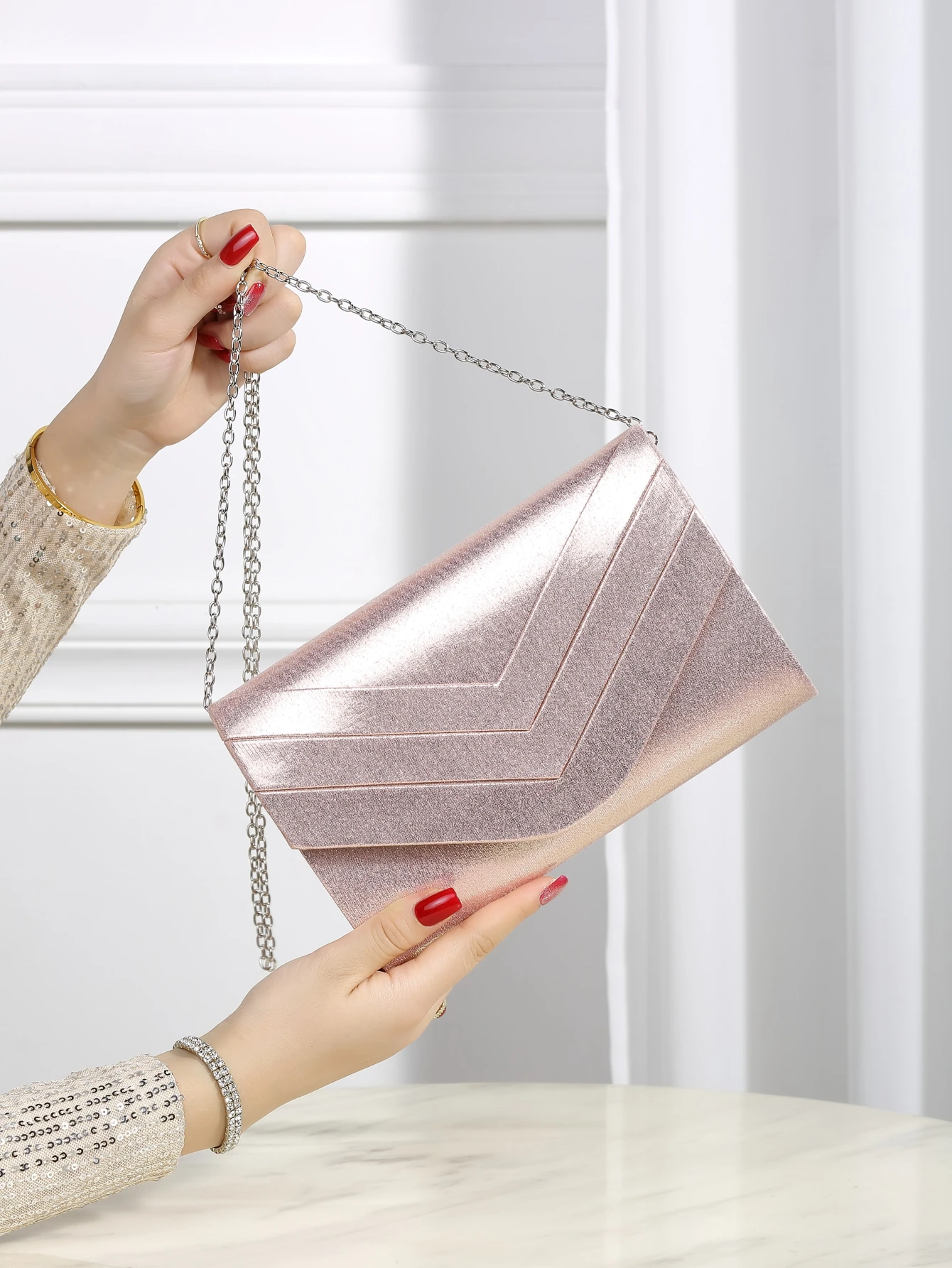 Charming, Elegant, Sophisticated, Luxurious, Stylish, Solid Patent Leather Evening Bag, Portable Wallet Clutch, PU Leather Bag