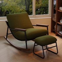 Lazy Lounge Rocking Chair, Solid Wood Base Recliner, Skin-Friendly Removable Nap Lounger, Colorful Modern Single Sofa Seat