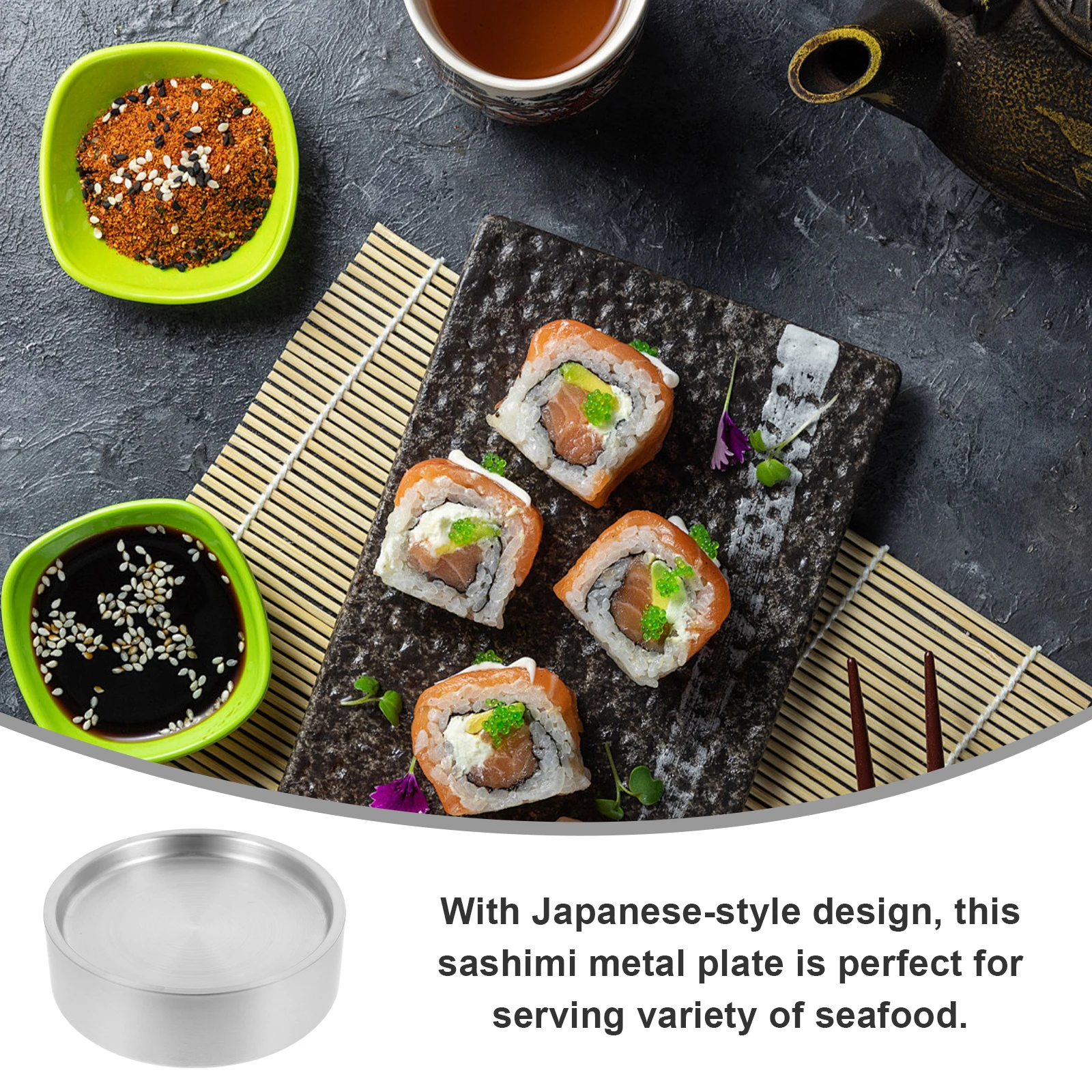 

Tray Stainless Steel Sashimi Plate Board Japanese Serving Dishes Silver Convenient Sushi