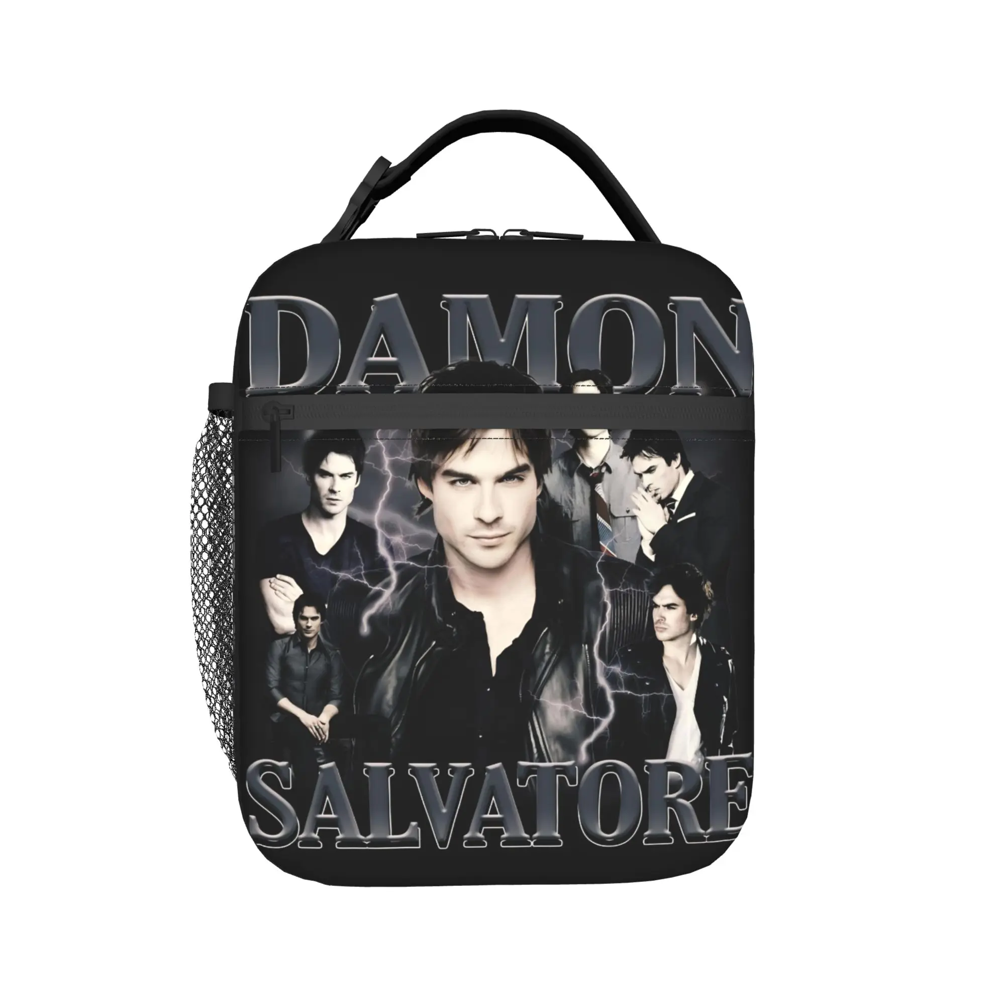 The Vampire Diaries Resuable Movie Lunch Bag Damon Salvatore Retro Lunch Box For Child School Cooler Bag Thermal Lunch Bags