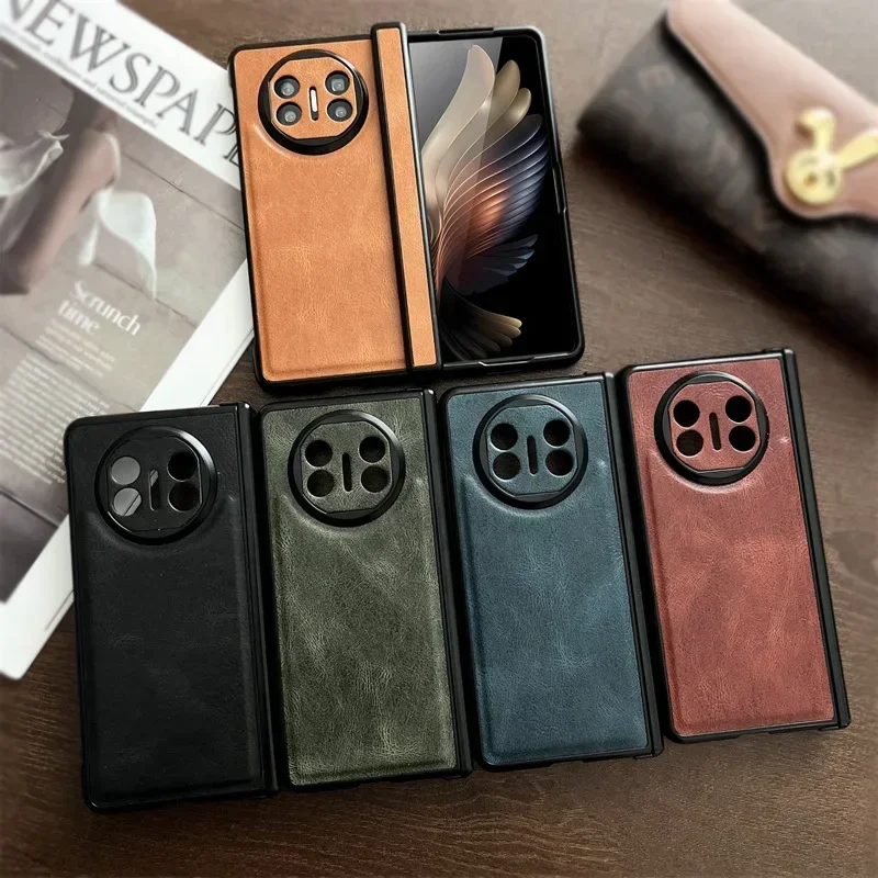 For Huawei Mate X3 X5 MateX3 Case Luxury Matte Soft Leather Folding Hingle Shockproof Protection Back Cover Phone Accessories