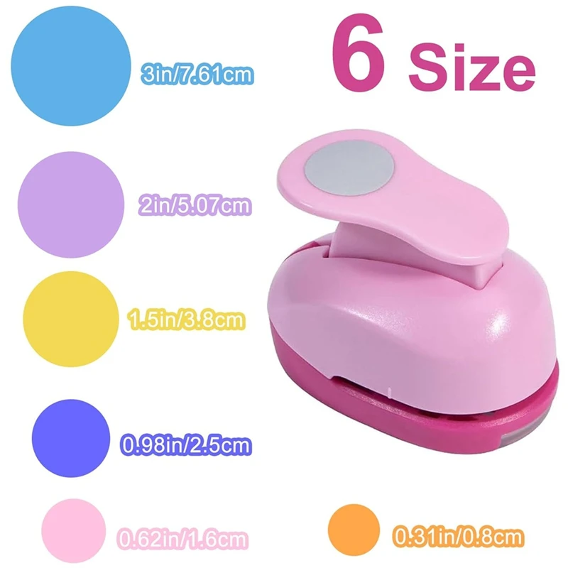 เครื่องเจาะวงกลมงานฝีมือกระดาษ - เครื่องตัดวงกลม 6 ขนาด รวมถึงเครื่องเจาะวงกลมขนาด 3 นิ้ว สีสุ่ม สําหรับงานฝีมือ