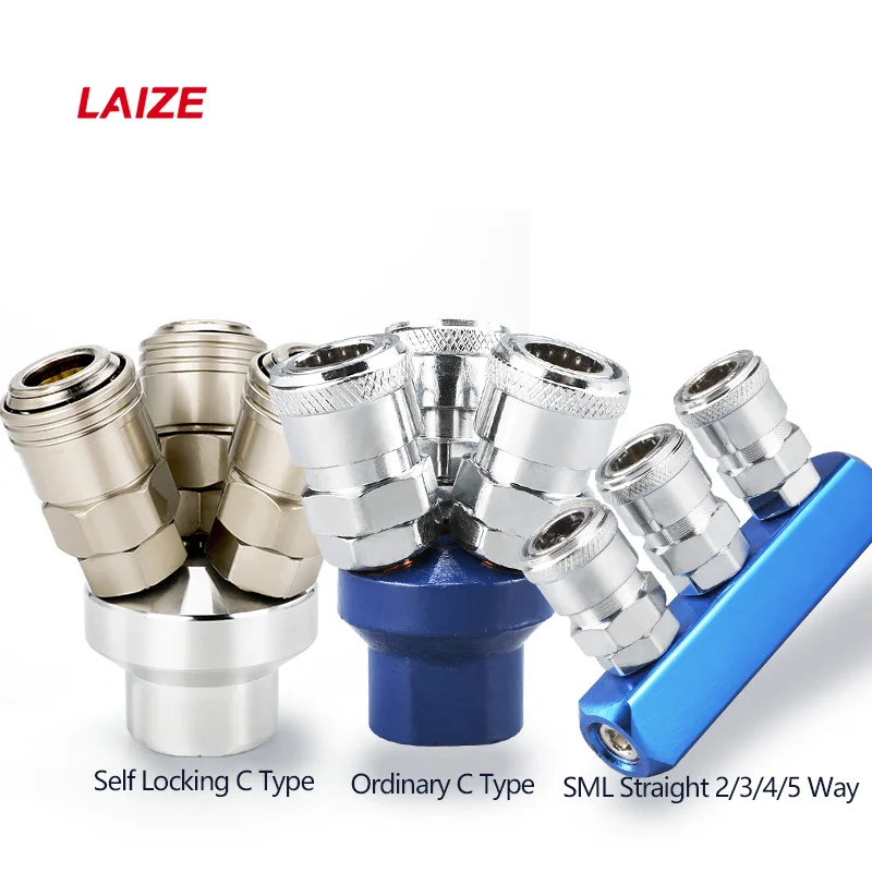 LAIZE NITTO Type Multitube Air Coupler SMV SMY Round Tee Air Fitting SML Straight Pneumatic Fitting 2/3/4/5 Way