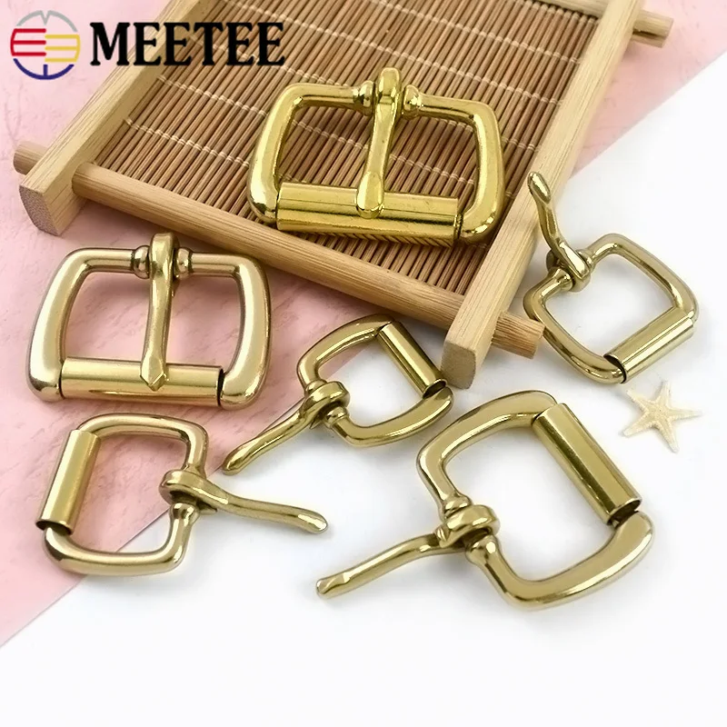 

3Pc 16-38mm Solid Brass Belt Buckle Men's Roll Pin Clasp Bag Strap Waistband Leather Belts Replace Hook DIY Hardware Accessories
