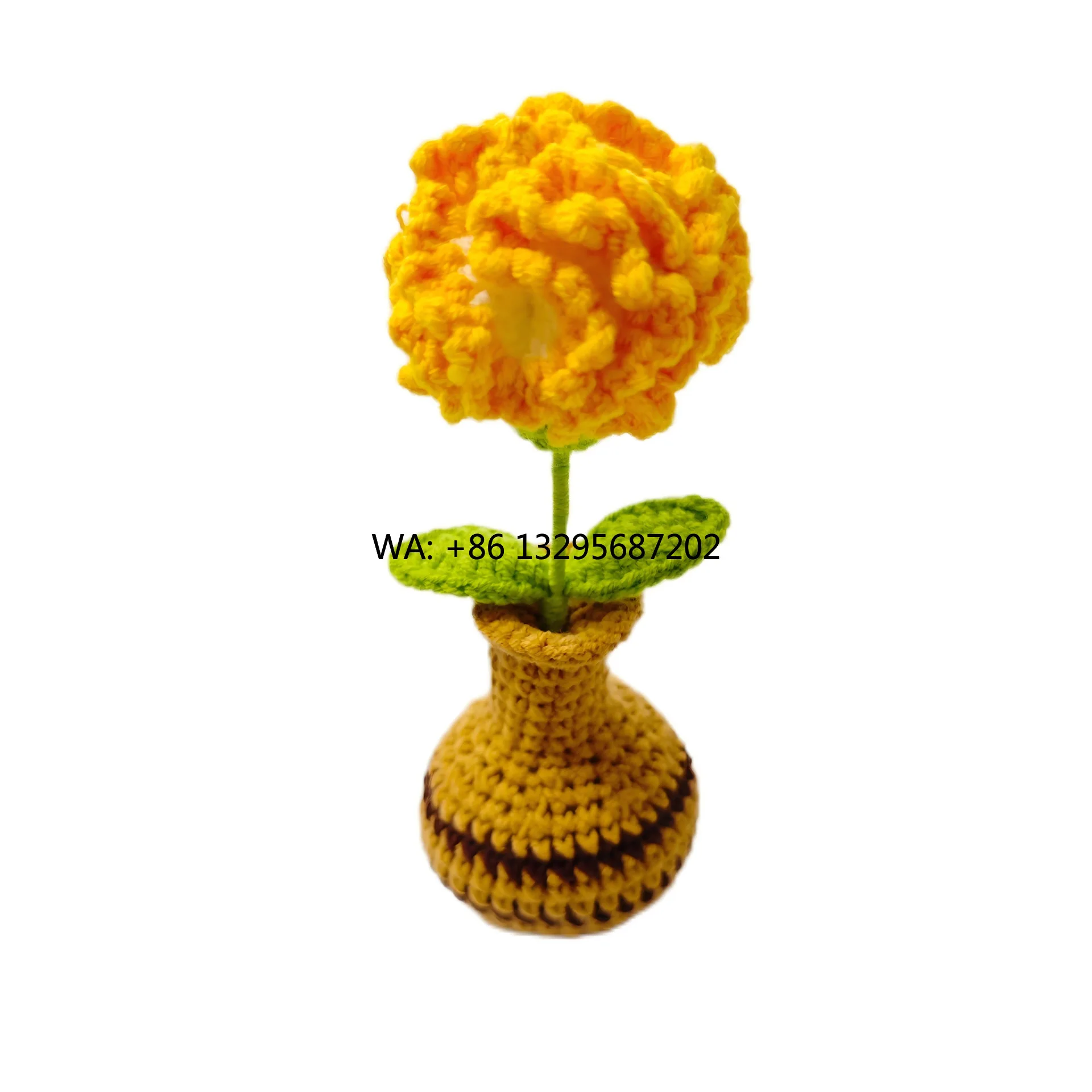 

Hot Selling Handmade Crocheted Carnations Cross-Border New Mother's Day Flowers Pot Stuffed Animal Toys Cotton Fabric