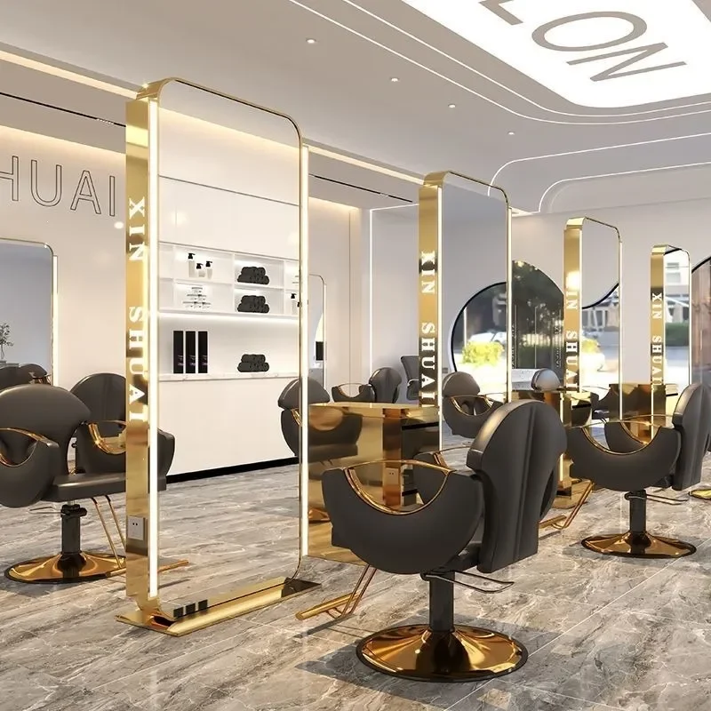 for  Barber Shop Floor to Ceiling Mirror Hair Stainless Steel Hair Cutting Table Full Body Perm Dye