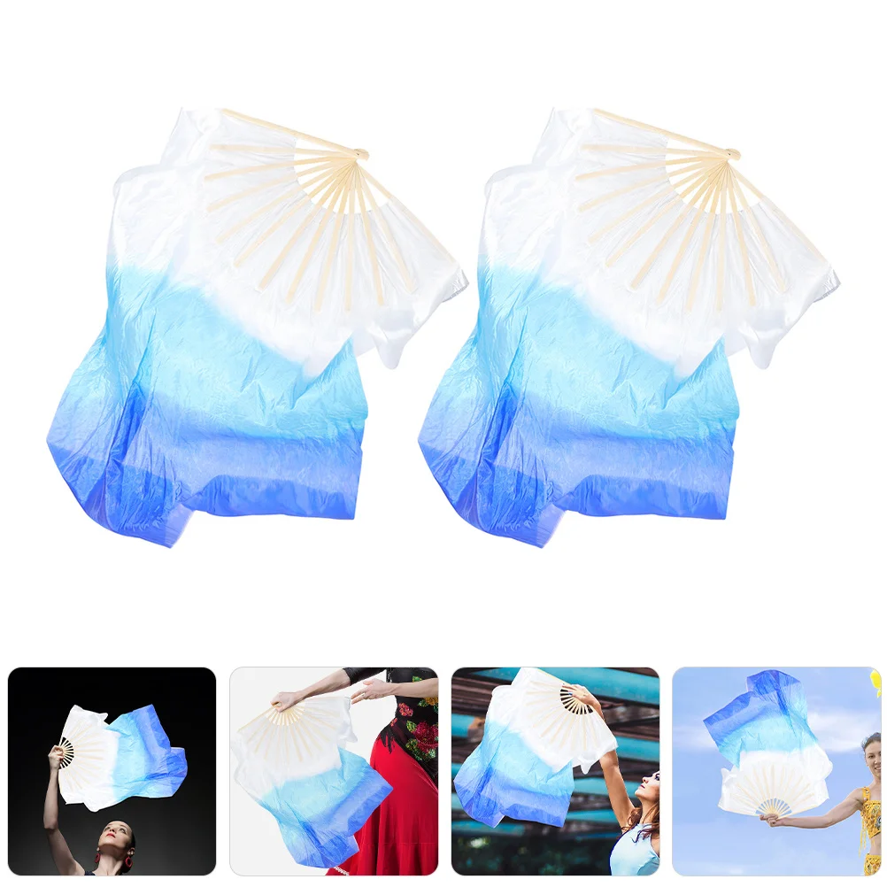 

1Pair Handmade Silk Dance Fans Gradient Colors Ideal for Stage Performances Silk Fan Handmade Fan Stage Performance Props