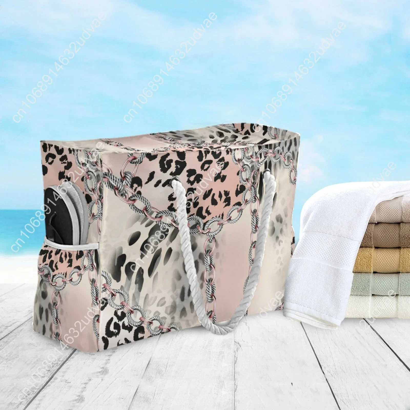 Bolsa de ombro única com estampa leopardo feminina, bolsa de praia leve com todos os fósforos, bolsa de compras elegante, 2021