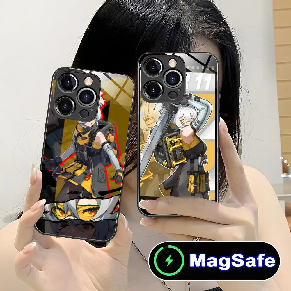 

Zenless Zone Zero Soldier Eleven Phone Case for iPhone 17 16 15 14 13 12 11 Air Pro Max Plus Mini MagSafe Glass Colorful Cover