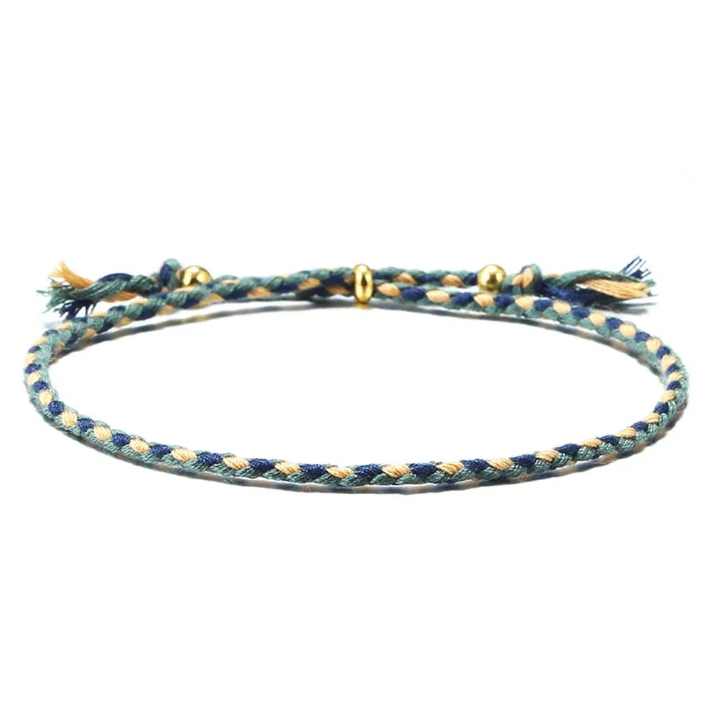 Korean Adjustable Copper Bead Gift Colorful For Women Woven Bracelet Polyester Thread Fashion Accessories Braid Hand Rope