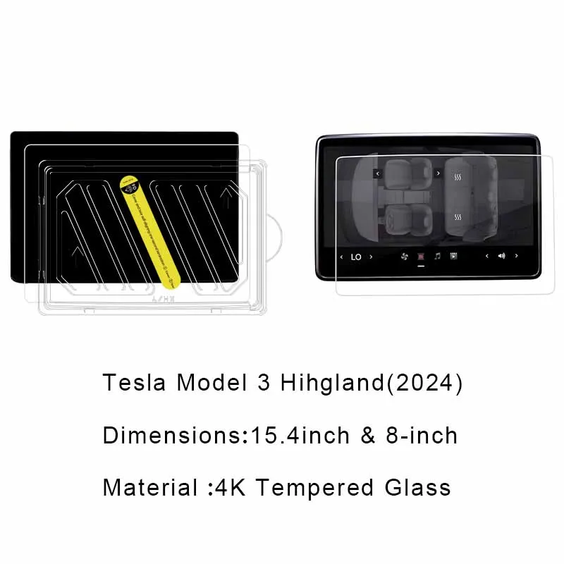 1pc Tempered Glass Car Navigation Touch Screen Fingerprin Film For Tesla Model 3/Y HD Screen Protector with Auto Alignment Tool