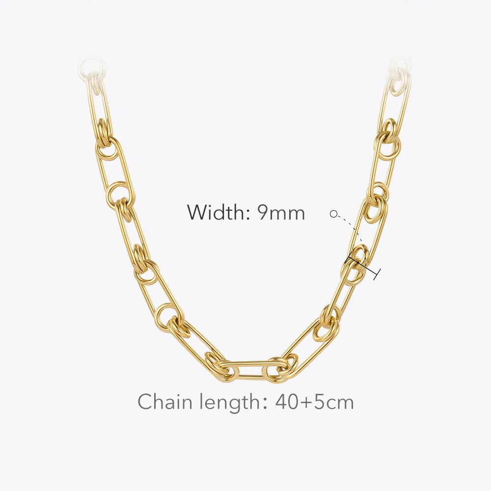 ENFASHION Wide Link Pin Necklace 2020 Gold Color Stainless Steel Necklaces For Women Fashion Jewelry Friends Gift Collar P203180