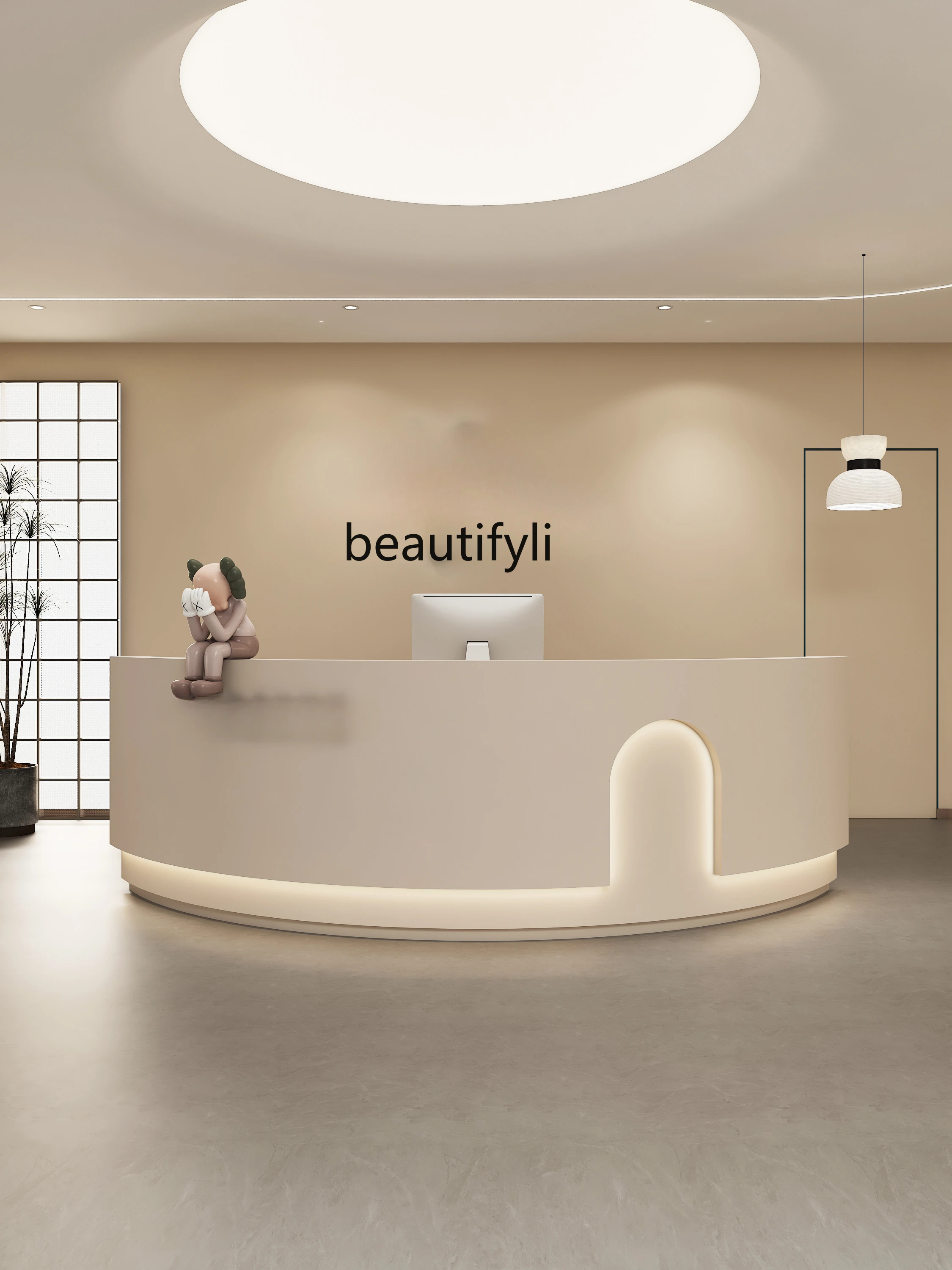 Simple Modern Circular Arc Beauty Salon Paint Cashier Desk Medical Beauty Company Reception Desk Hair Salon Small Bar