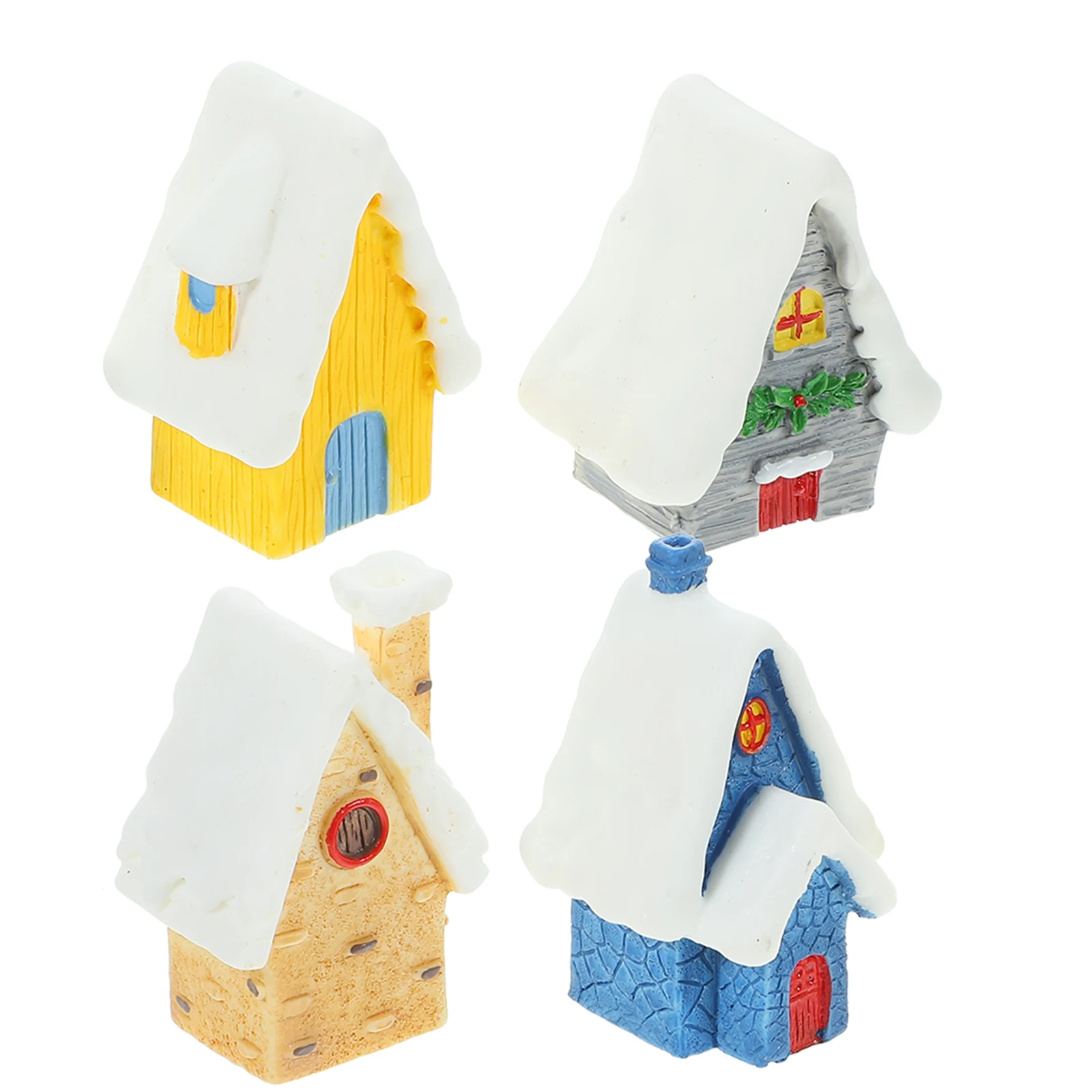 

4 Pcs Christmas House Decor Resin naments Yellow Beige Blue Gray Xmas Yard Garden L Mini Xmas House Decor Items