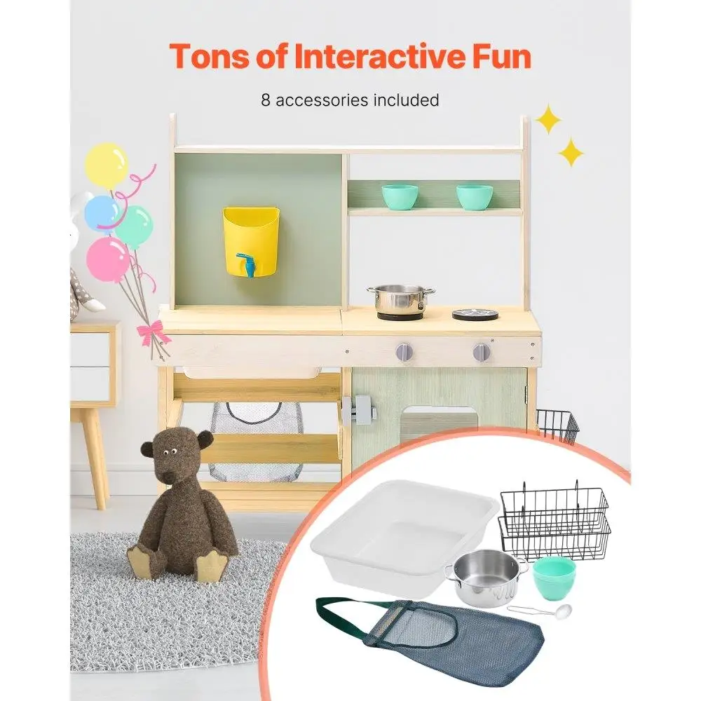 Ensemble de jeu de cuisine en bois pour enfants, jouet de cuisine, activité amusante dans le jardin