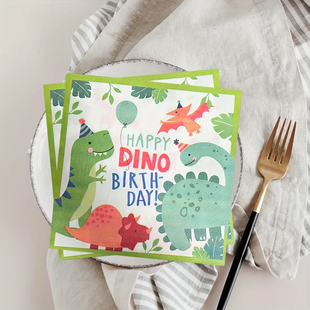 Niedliches Dinosaurier Einweggeschirr Dino-Party Servietten Geburtstagsdekoration Zubehör Jurassic Tiere Raptor Dino-Party Geschenke