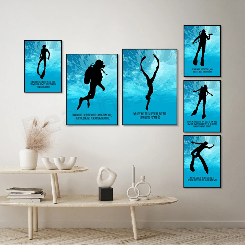 Scuba Diving Poster, Gift for Scuba Diving Lovers, Ocean Wall Art, Scuba Diving Inspirational Home Decor Canvas Wall Art Prin