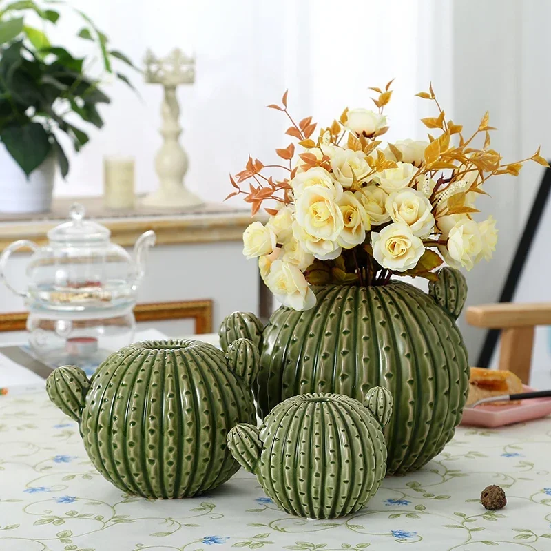 

Nordic Ceramic Cactus Vase Ins Style Ornament Table Flower Arrangement Art Home Decoration Accessories Trendy Decorative