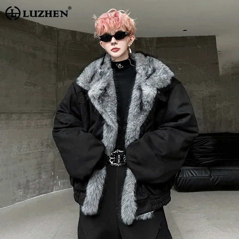 LUZHEN 2025 hiver nouvelle haute qualité épaissi chaud fausse fourrure doublure rembourré manteau hommes mode beau rue Parka veste JY5388