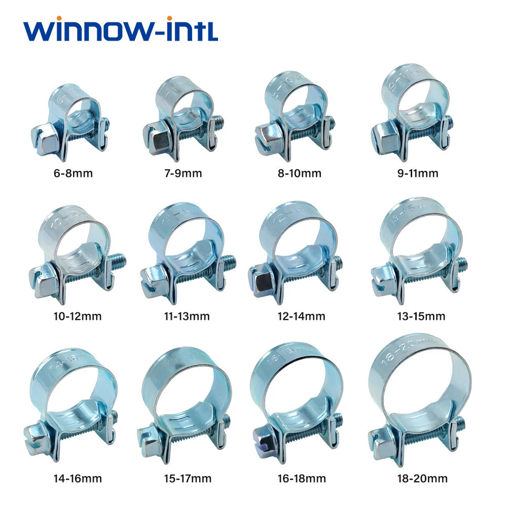 아연 도금 강철 미니 호스 클램프, 자동차 연료 튜브, 수도관 환기 파이프 후프, 6-20mm 조정 가능한 고정 도구 액세서리, 5 개 