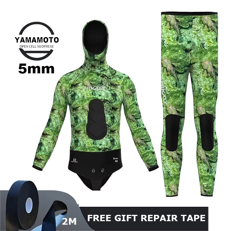 Men's CR Neoprene Spearfishing Wetsuit 5mm 7mm - Open Cell Design for Scuba Diving in Camouflage