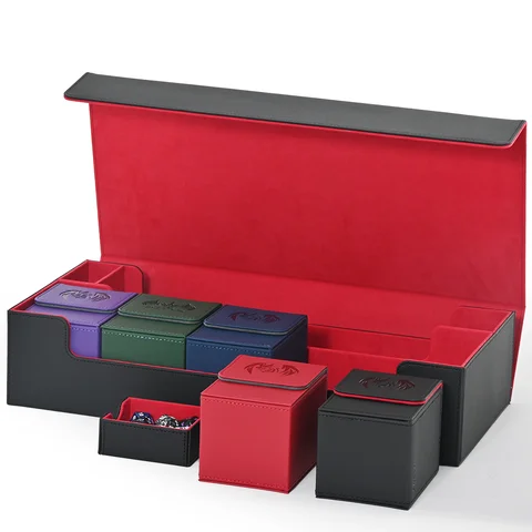 Card Deck Box for Yugioh MTG,7 in 1 Card Storage Box with Dice Tray Holds 2400+Cards,Include 5 Small Card Case Fits TCG CCG Card