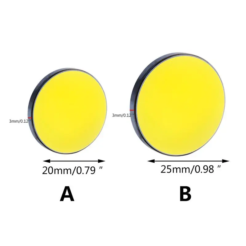 Imagem -06 - Lente Co2 Reflexiva si Espelhos Lente para Acrílico Gravação a Laser Corte Lentes Refletoras de Silicone Banhado a Ouro Diâmetro 20 25 mm Peça