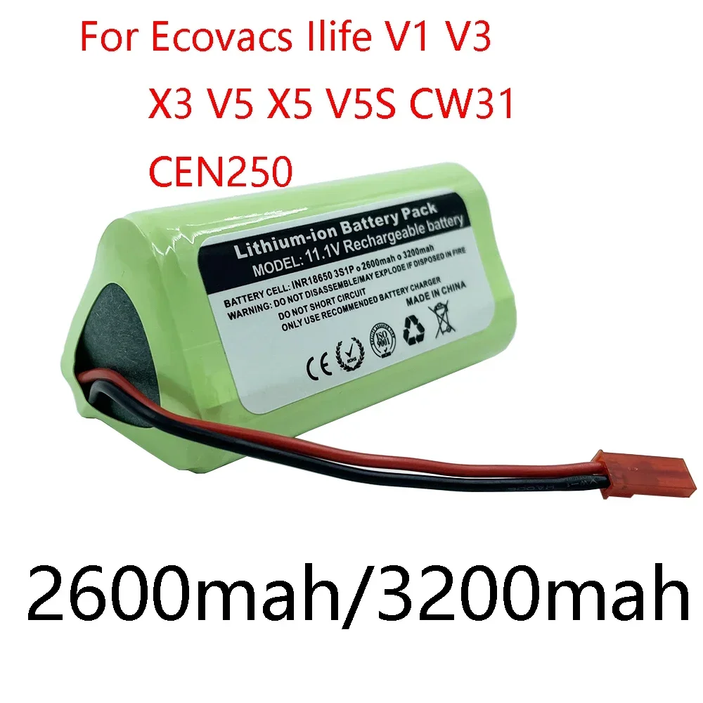 NEW 2600mah 3200mAh 11.1v Replacement Li ion Battery For Ilife V1 V3 X3 V3 V5 X5 V5S CW310 CEN250 Robot Cleaner Parts 3S Lithium